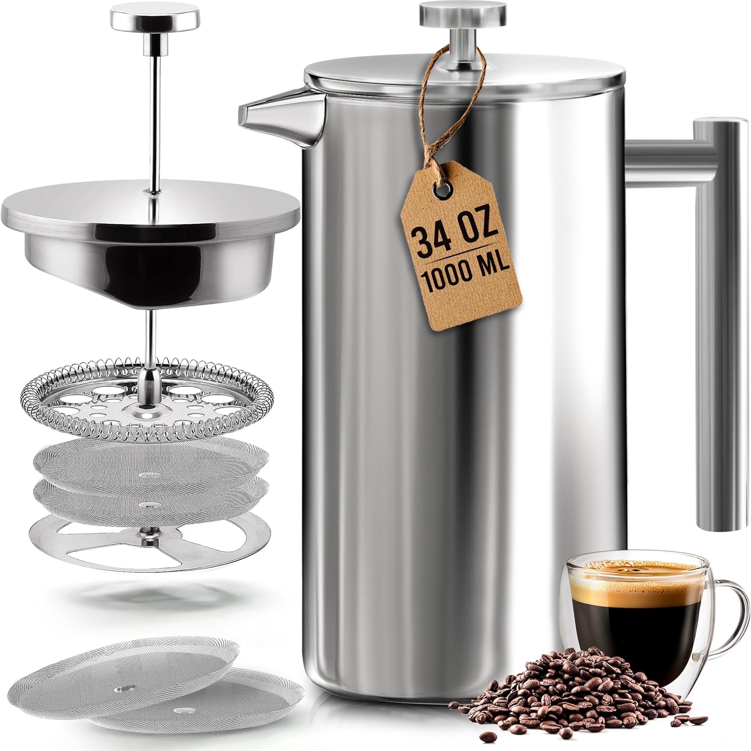 Kitchen 304 Grade Stainless St - French Press Coffee & Tea recensione e prezzo