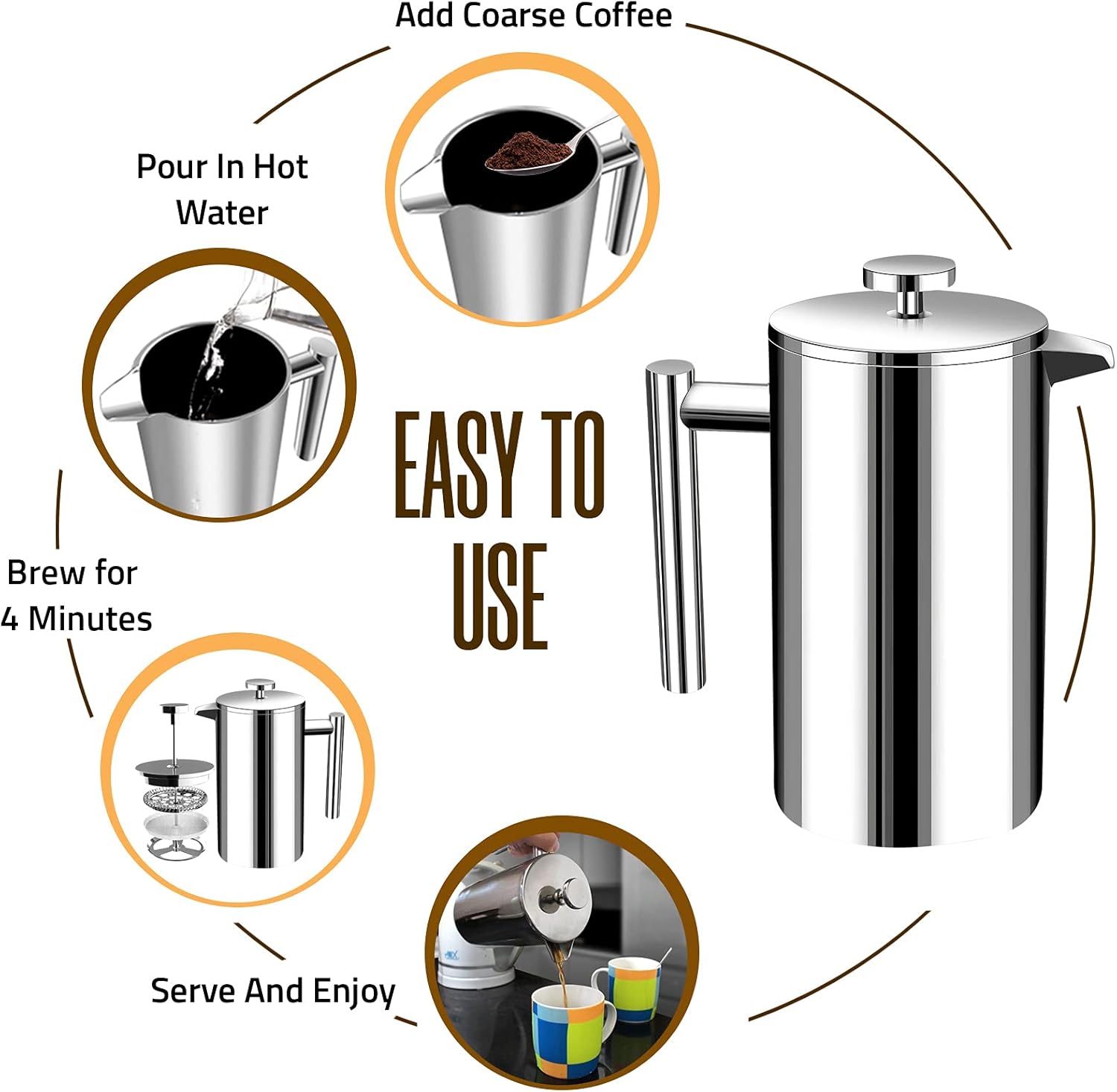 Kitchen 304 Grade Stainless St - French Press Coffee & Tea recensione e prezzo